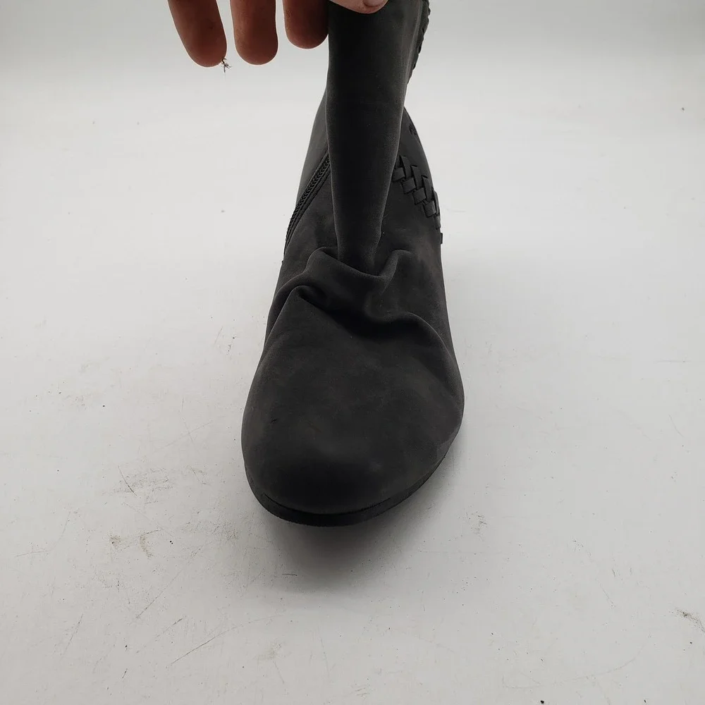 Blowfish Boots Womens Size 10 Black Wedge Ankle Booties Side Zip Braided‎ Detail